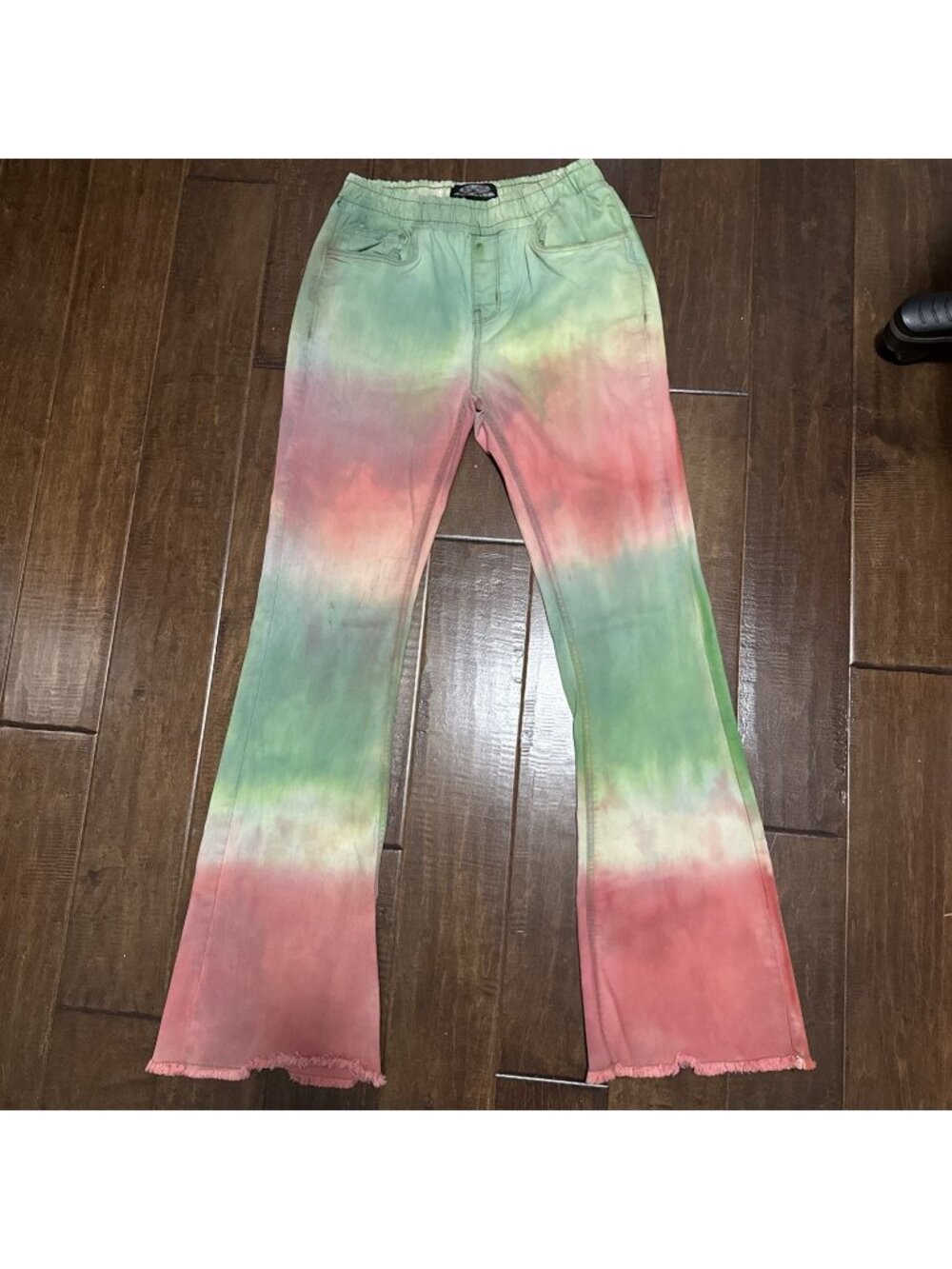 Women's Tie Dye Boho Wide Leg Pull On Elastic Waist Hippie Pants Sz S/M